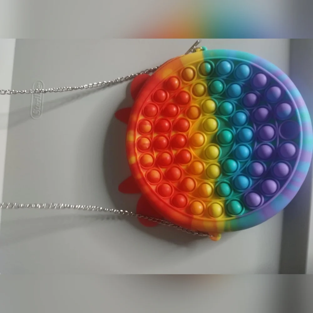 New Rainbow Popper Fidget Toy Purse Bag, Car Travel, T11MIS